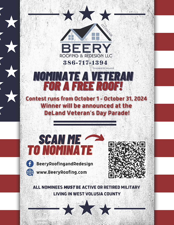 A flyer about nominating a veteran to win a free roof